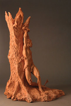 Neda Sroka, Maquette for St. Sebastian terra cota, 18" x 8" x 8", 2016, from Sculpture II